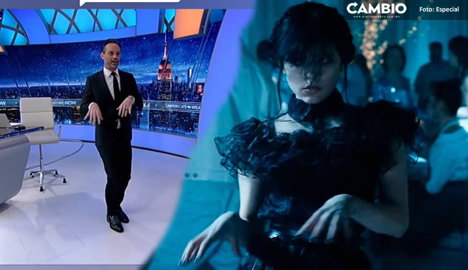 Bienvenido al trend; conductor se hace viral por bailar como Merlina mientras daba el clima (VIDEO)