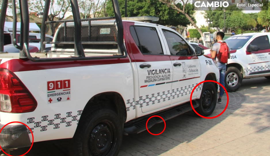Avaricia de Pedro Tepole: entrega patrullas “parchadas y remendadas” para seguridad de Tehuacán
