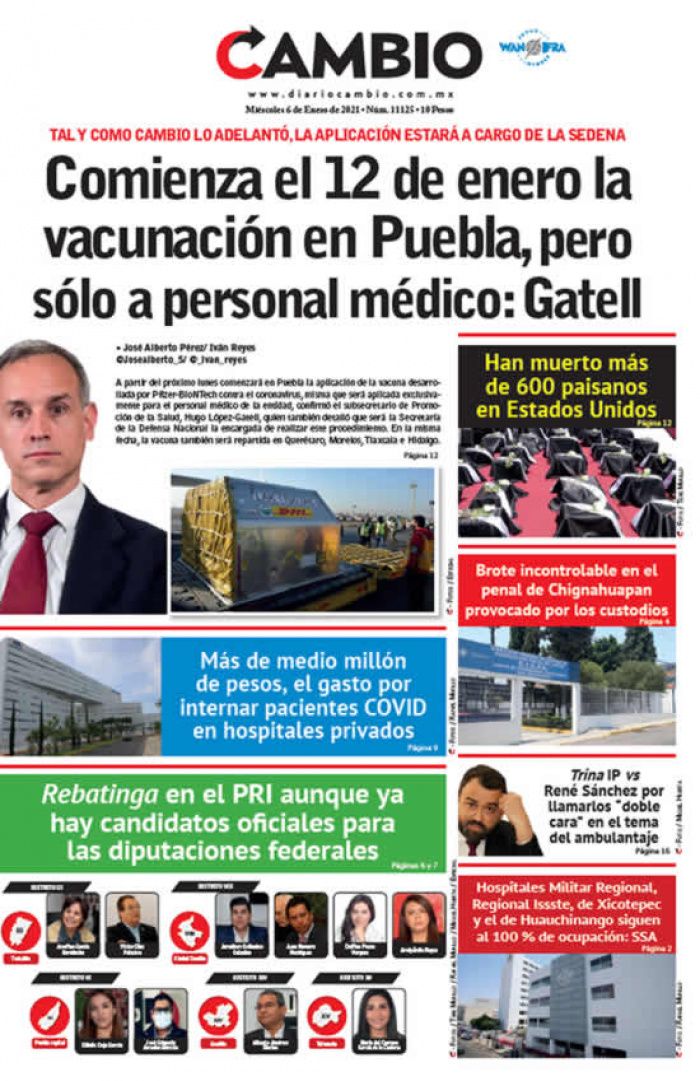 Comienza el 12 de enero la vacunación en Puebla, pero sólo a personal médico: Gatell