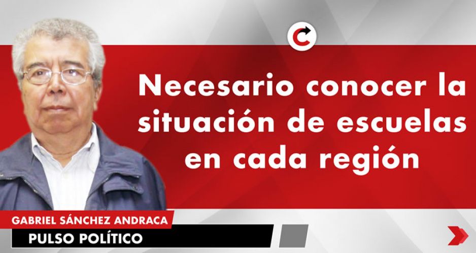 Necesario conocer la situación de escuelas en cada región