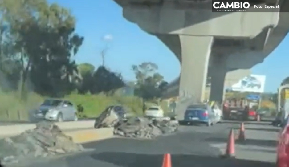 ¡Mejor ni pases! Te haces hasta 40 minutos a la altura de la Volkswagen por obras en la autopista México-Puebla (VIDEO)