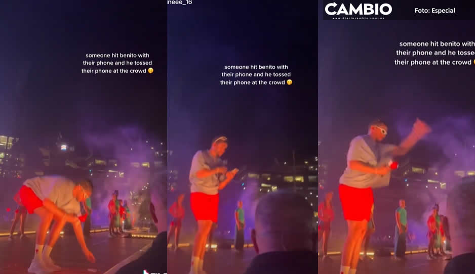 Bad Bunny enfurece en pleno concierto: avienta celular de fanático que quería una foto (VIDEO)