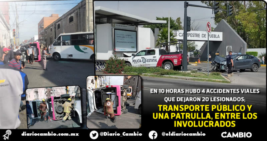 Lunes de accidentes, hasta una patrulla quedó deshecha: 20 lesionados en cuatro choques (FOTOS)