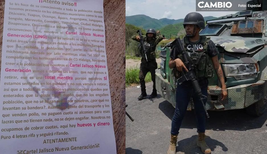 CJNG advierte con narcopanfletos que no se va retirar de Michoacán