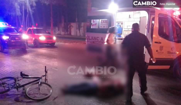 Muere ciclista atropellado en Tehuacán; conductor se da a la fuga