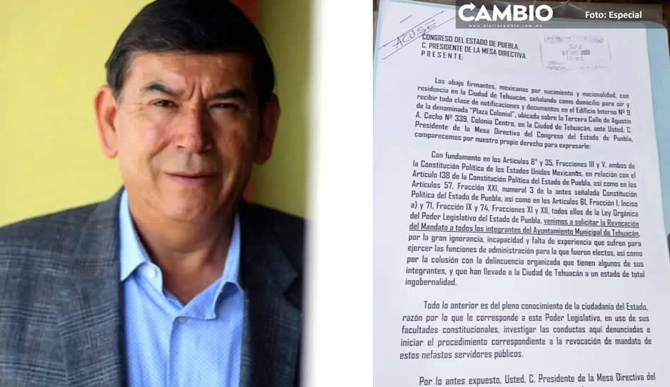 Ciudadanos de Tehuacán presentan solicitud ante el Congreso para revocar el mandato de Tepole