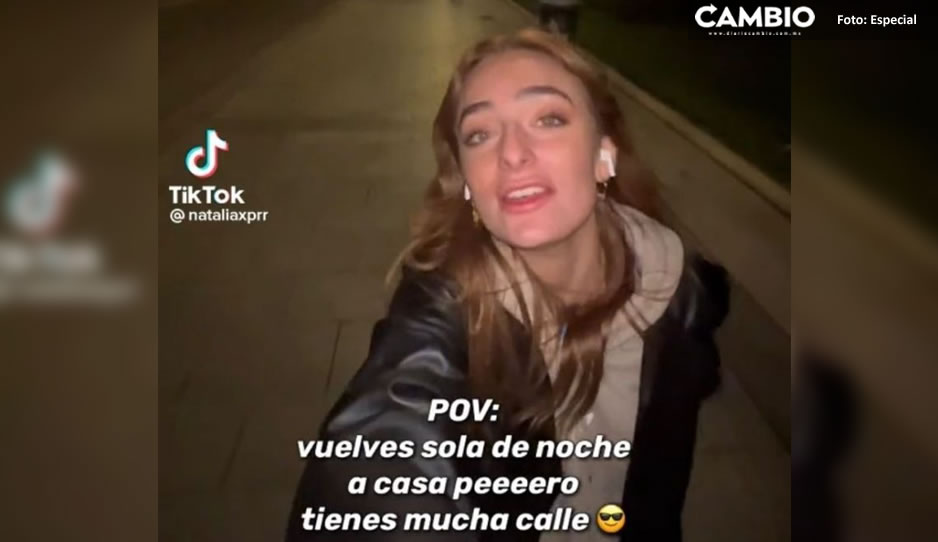 Young woman pretends to broadcast live VIDEO to avoid being mugged