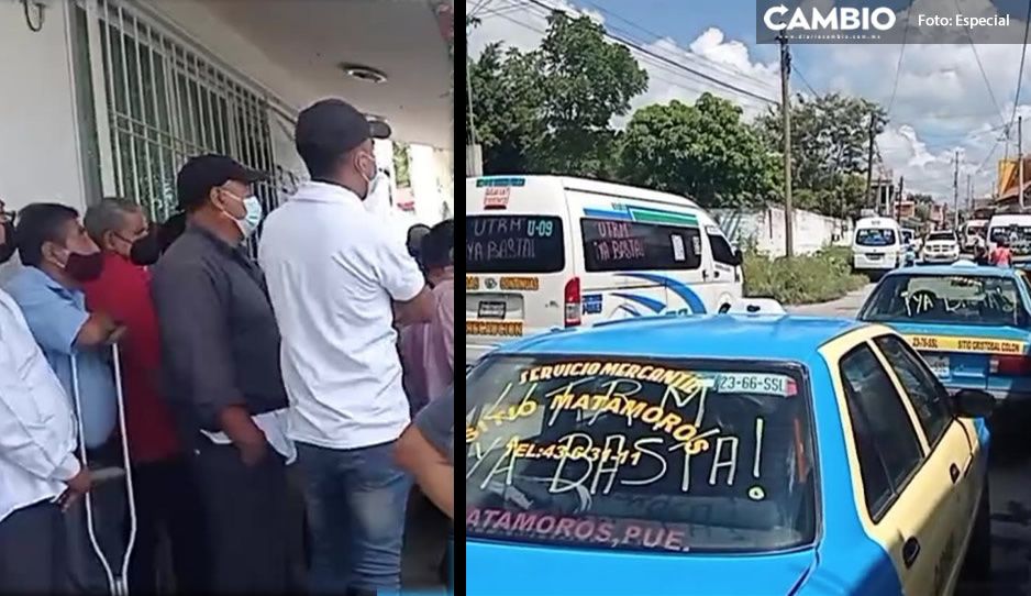 Hartos de las &#039;unidades pirata&#039;, taxistas y choferes de transporte se manifiestan en Izúcar