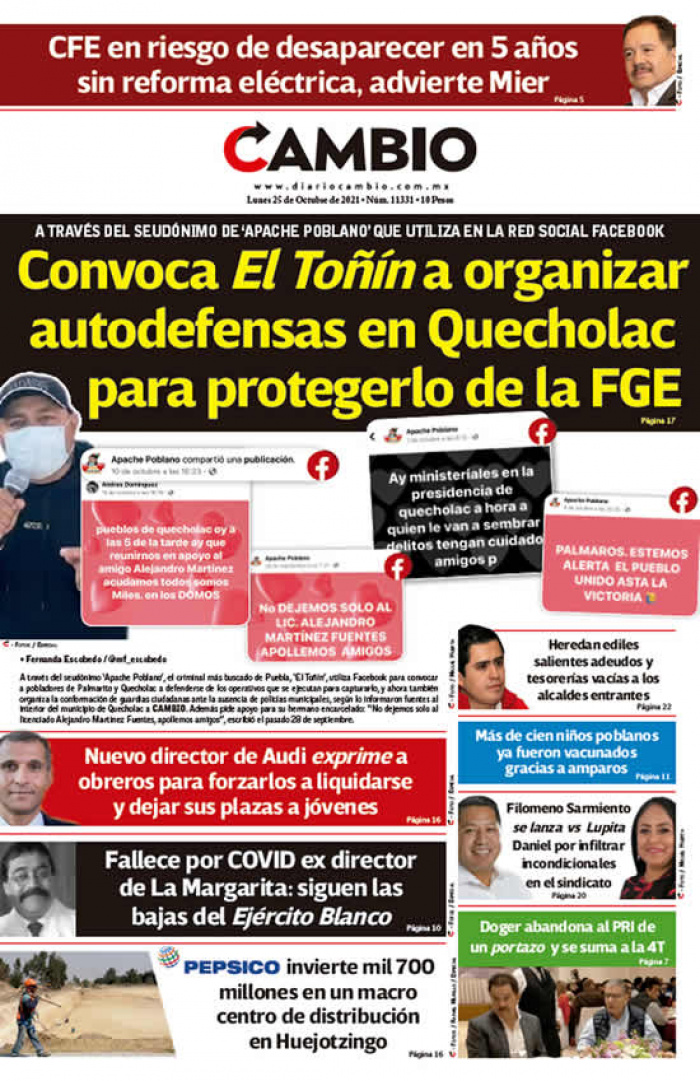 Convoca El Toñín a organizar autodefensas en Quecholac para protegerlo de la FGE