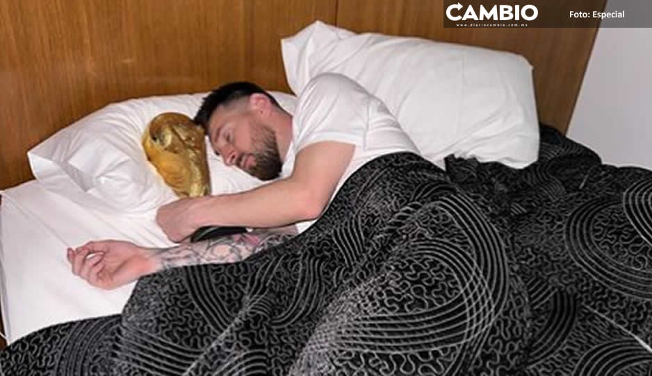 ‘Buenos días’: Así durmió Messi con la copa del mundo (FOTO)