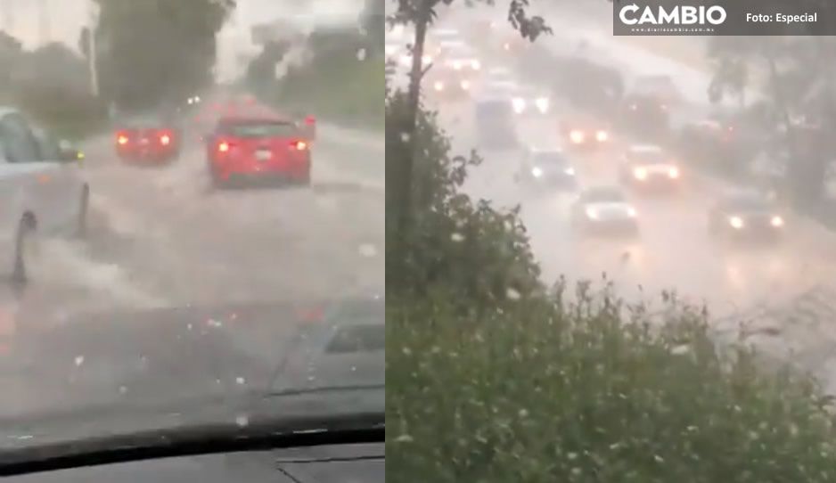 No es un canal de Ámsterdam, es la Recta a Cholula inundada (VIDEO)