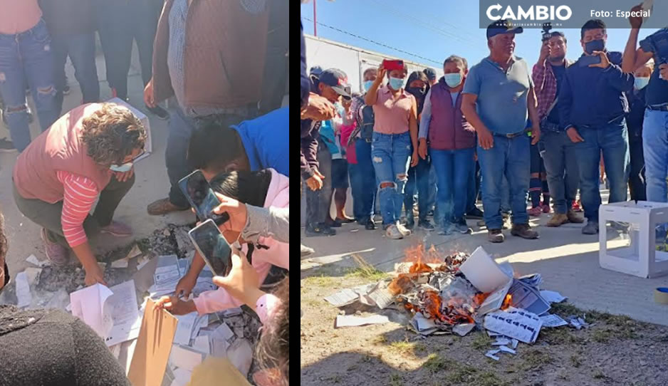 Ante irregularidades, pobladores de San Andrés Cacaloapan enfurecen y queman las boletas de votaciones