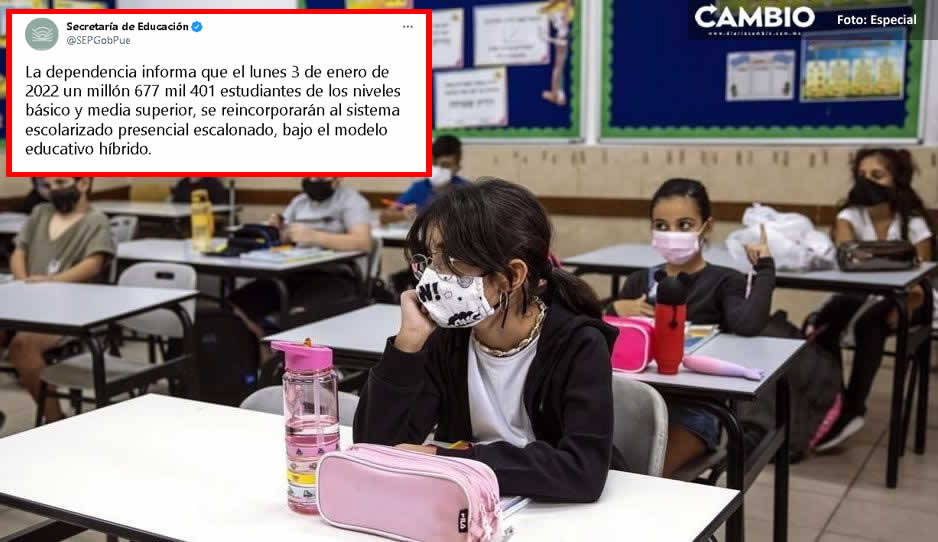 No habrá regreso total a clases presenciales en Puebla el 3 de enero, SEP