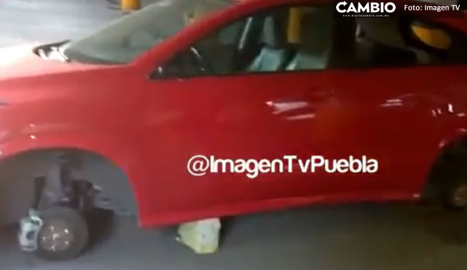 Roban llantas en estacionamiento de Plaza Dorada (VIDEO)