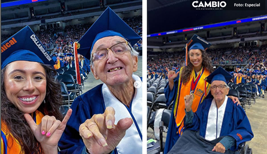 ¡Qué lindo! Abuelito enternece las redes al graduarse al mismo tiempo que su nieta de la universidad