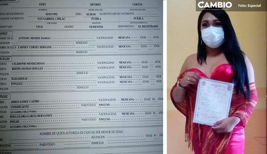Eimy Méndez es la primera mujer trans en modificar su acta de nacimiento en Tehuacán  