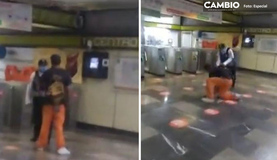 Lucha Libre en el Metro: policía somete y el aplica una llave a usuario (VIDEO)