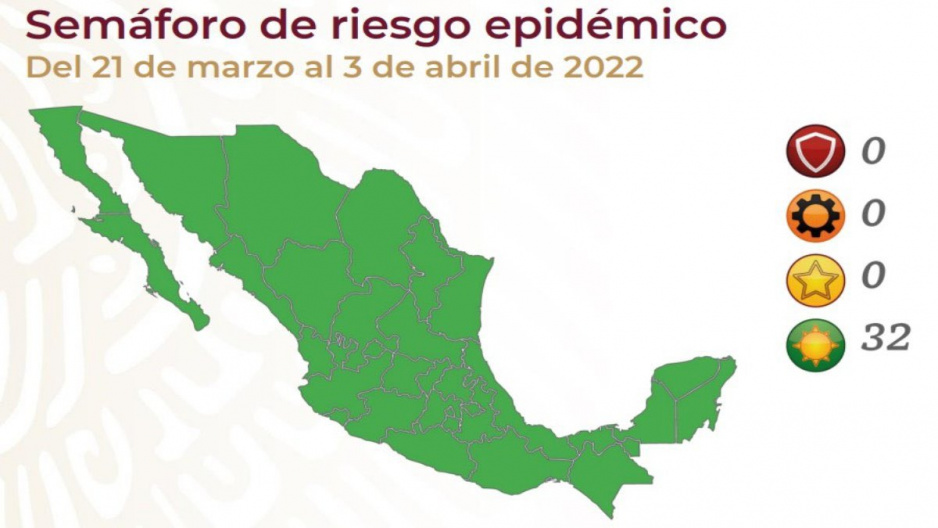 Semáforo epidemiológico: Todo México se encuentra en verde del 21 de marzo y hasta el 3 de abril
