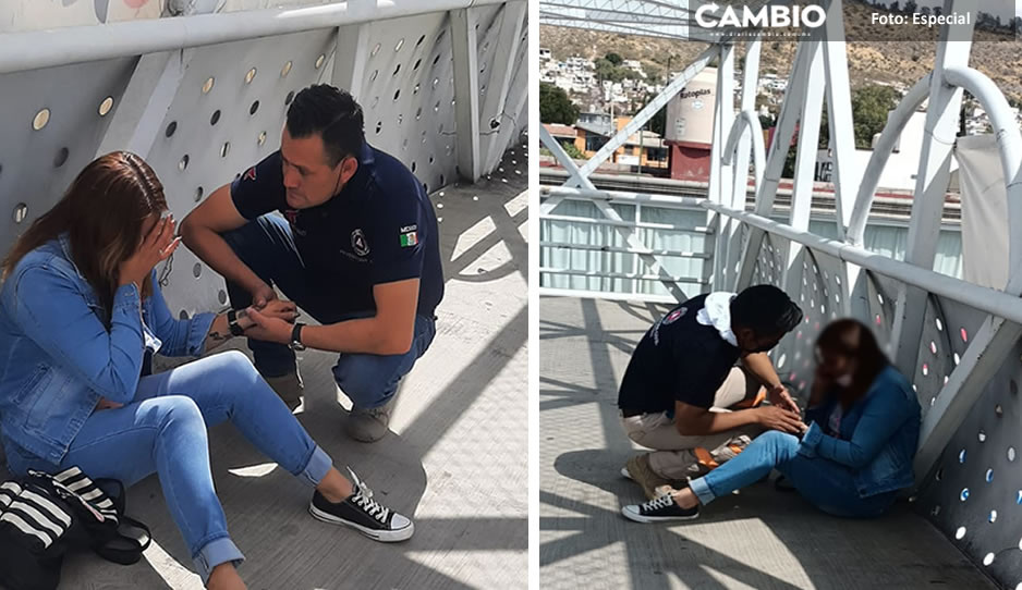 Salvan a jovencita de aventarse de puente en Tecamachalco