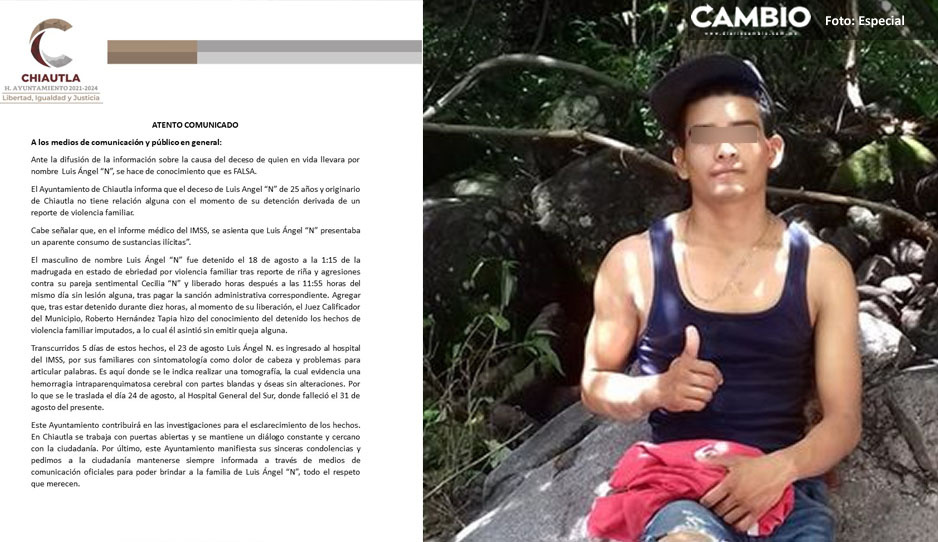 Edil de Chiautla se deslinda de brutal asesinato de Luis Ángel en los separos