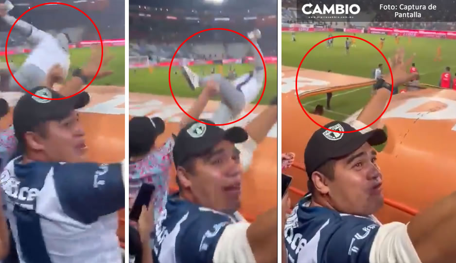 Vuela aficionado de los Tuzos y rompe banca del estadio (VIDEO)