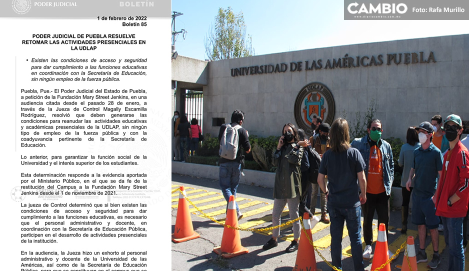 TSJ autoriza la reapertura del campus UDLAP y el retorno a clases presenciales