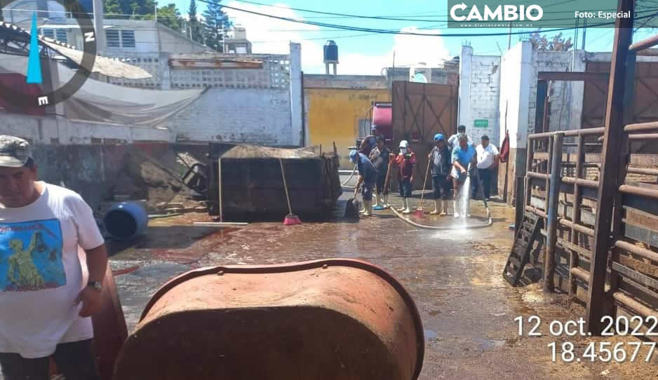 ¡Por fin! Tras 2 meses de condiciones insalubres limpian Rastro Municipal de Tehuacán