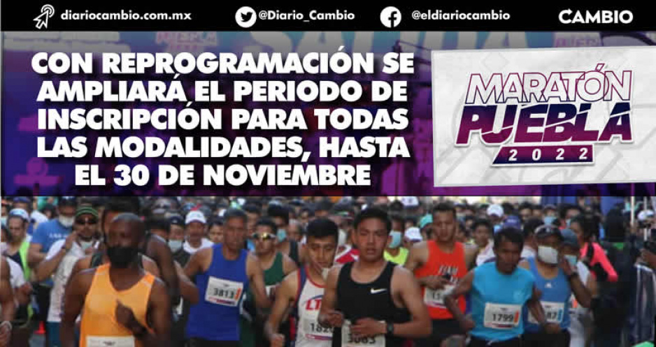 Maratón de Puebla se recorre una semana por la convocatoria a la marcha de en defensa de Morena