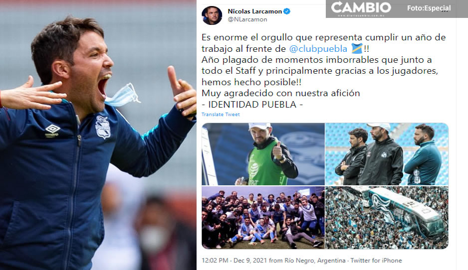 ¡Te amamos profe! Larcamón cumple un año en Puebla y agradece a la afición camotera