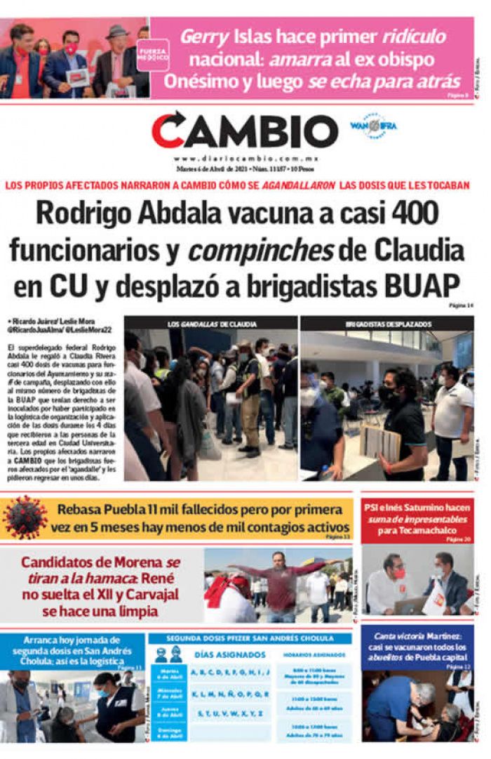 Rodrigo Abdala vacuna a casi 400 funcionarios y compinches de Claudia en CU y desplazó a brigadistas BUAP