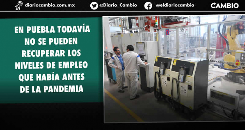 Aún faltan 700 empleos por recuperar en Puebla para estar como antes de la pandemia