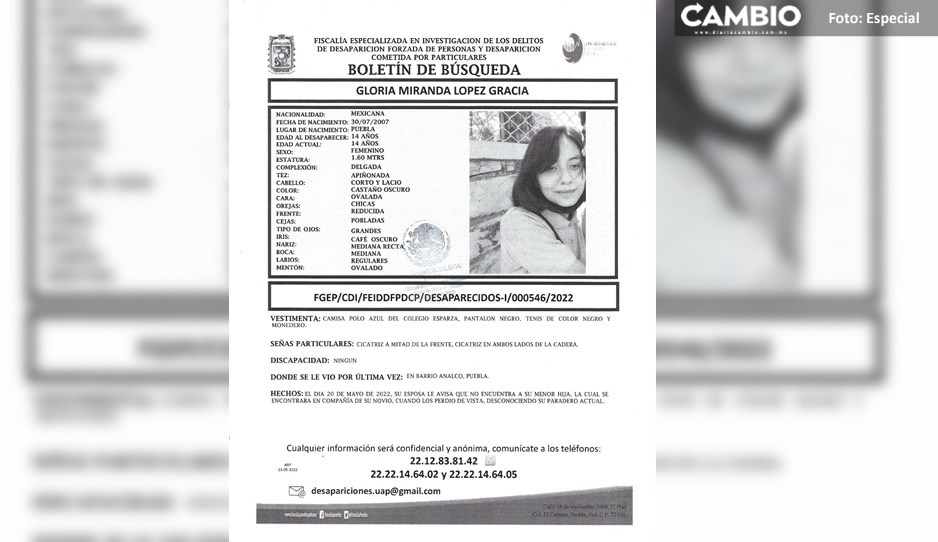 ¡Ayuda a localizarla! Gloria López de 14 años fue vista por última vez en Analco, familiares temen por su vida