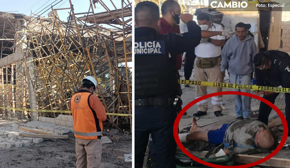FOTOS: Colapsa obra de construcción y deja tres albañiles heridos
