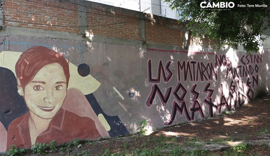 Colectivos pintan en el parque de Xonaca un mural en honor a Monserrat Zacatelco