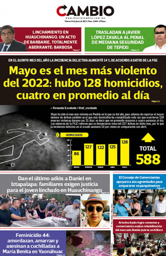 Mayo es el mes más violento del 2022: hubo 128 homicidios, cuatro en promedio al día