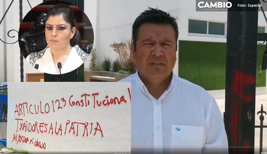 Vandalizan sede del PAN en Puebla; Chucho Zaldívar culpa a Claudia (VIDEO)