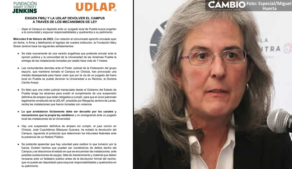 Rechazan devolución “de buena fe” del campus UDLAP y ahora amenazan con denunciar ilícitos