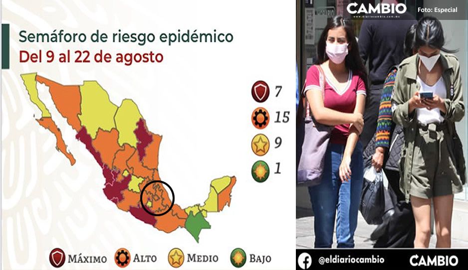 Puebla en alto riesgo de COVID, avanza a semáforo naranja ante tercera oleada