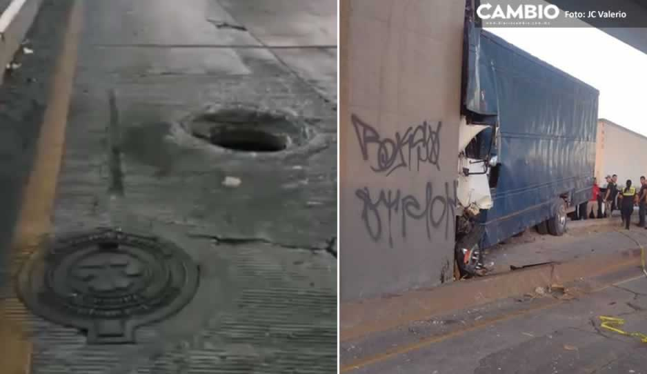 Registro sin tapa provocó fatal accidente donde trailero y copiloto murieron en la México-Puebla (VIDEO)