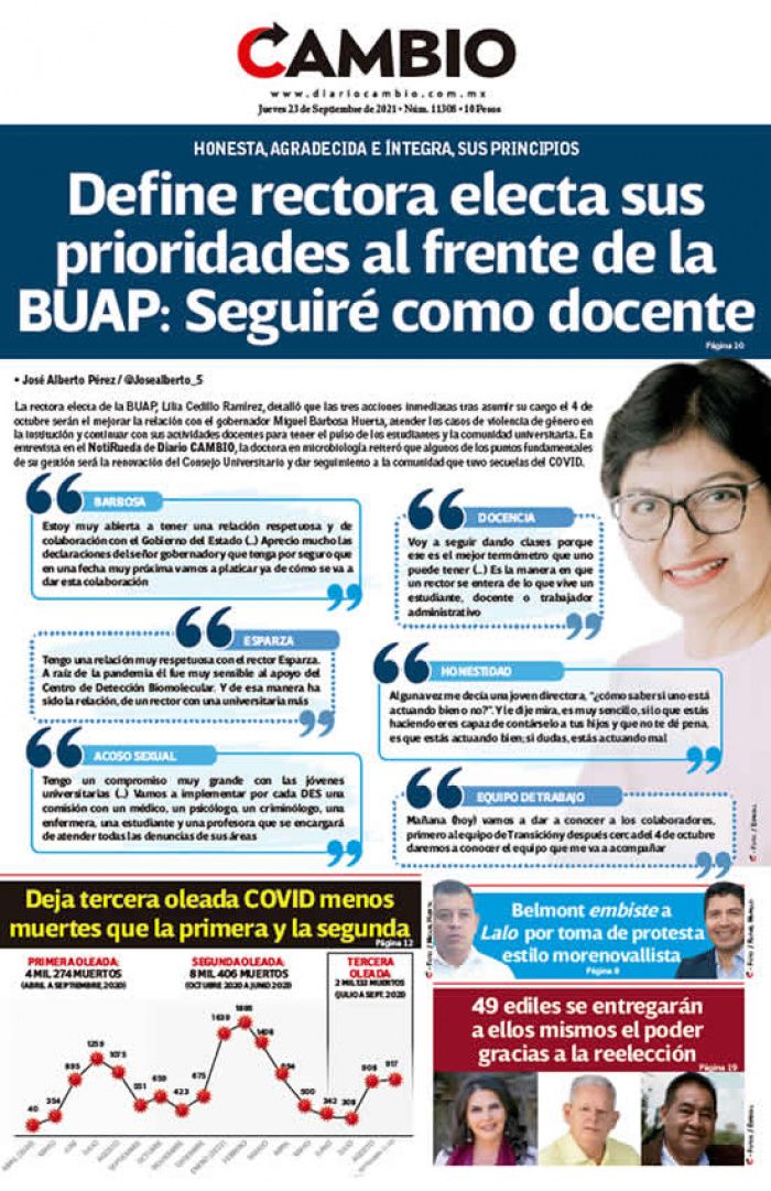 Define rectora electa sus prioridades al frente de la BUAP: Seguiré como docente