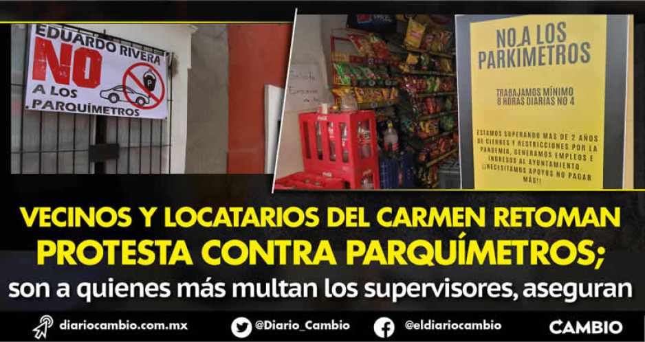 Vecinos del Carmen vuelven a poner sus lonas de rechazo a parquímetros: Ayuntamiento nos engañó