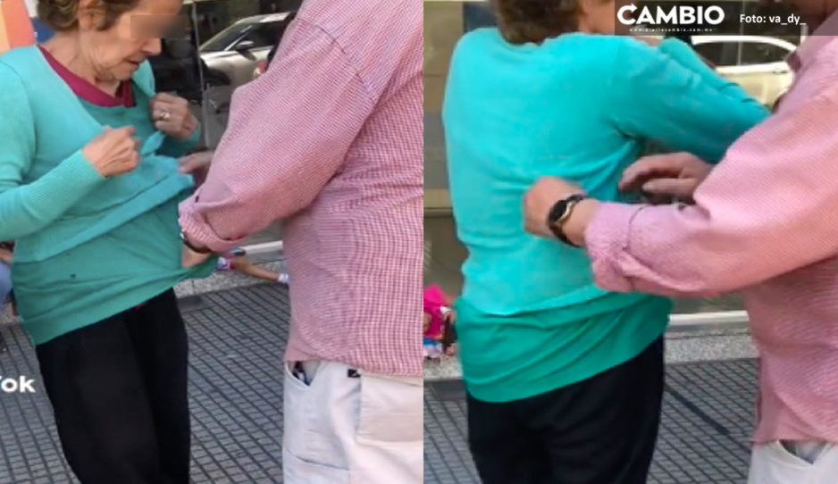 ¡Que miedo! Rata se le sube a abuelita en la calle (VIDEO)