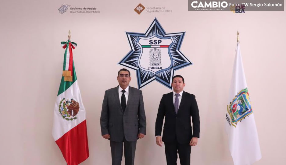 Sergio Salomón se reúne con secretario de Seguridad Pública