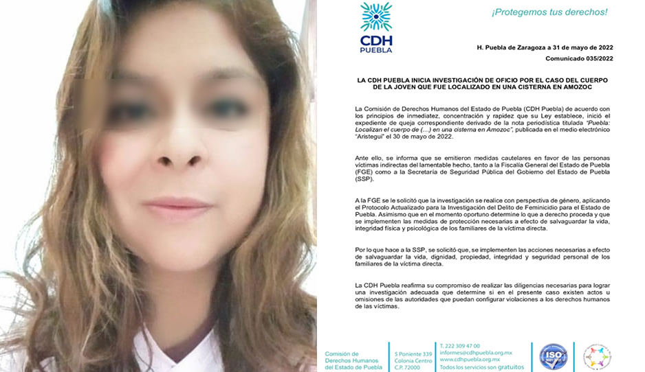 CDH inicia investigación por feminicidio de Sandra Elizabeth Pérez