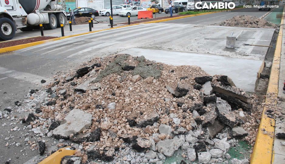 Claudia Rivera no puede con el Bulevar Xonaca: ahora lluvia desmorona topes (FOTOS Y VIDEOS)