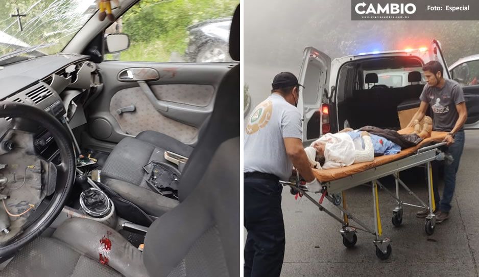 Fallece abuelita tras trágico accidente en Arco Sur Teziutlán: autos chocaron de frente