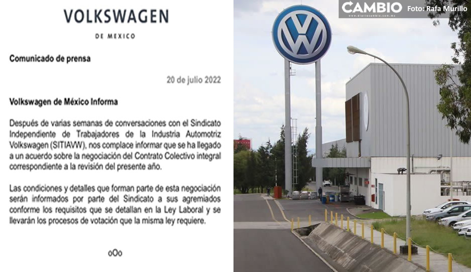 Sindicato y Volkswagen llegan a acuerdo sobre la revisión salarial: buscan aprobación de la base trabajadora
