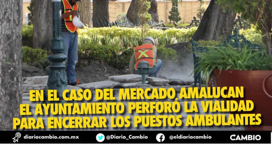 Arrancan obra en el zócalo, levantan lajas; todavía no hay permisos ambientales (FOTOS)