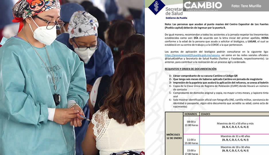 ¡Atención docentes! Checa cuándo y a qué hora te toca la vacuna de refuerzo antiCovid