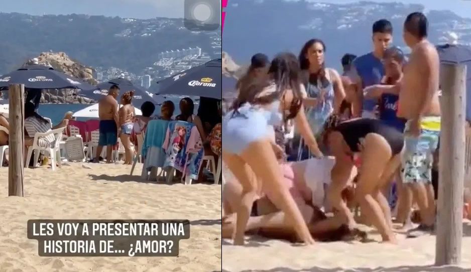 Batalla campal en Acapulco: pareja tóxica provoca una golpiza en la playita (VIDEOS)
